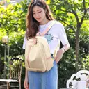Small 1 L Laptop Backpack Three-Purpose Backpack (Beige) - Image 3